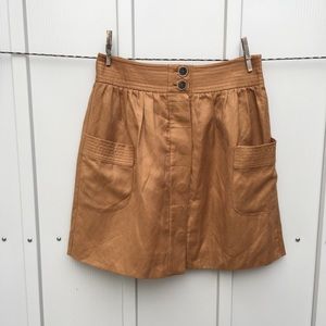 J.Crew brown linen full skirt with huge pockets